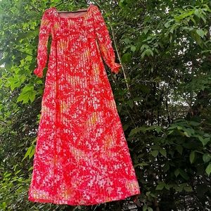 Vintage 60s 70s Floral Maxi Dress